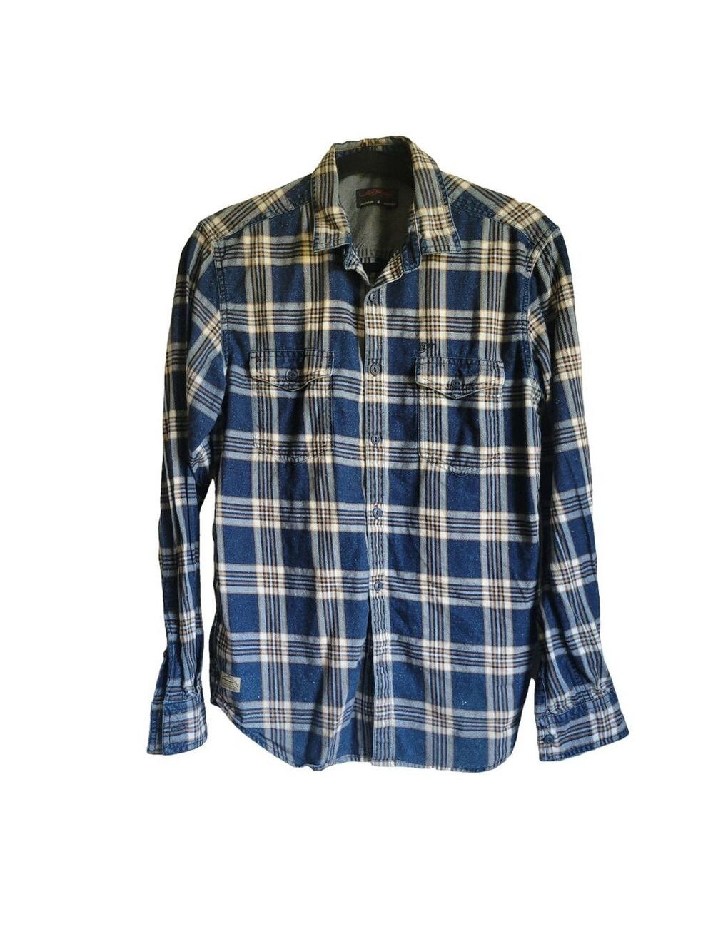 Men's Ed Hardy Plaid Flannel Shirt Size M Blue